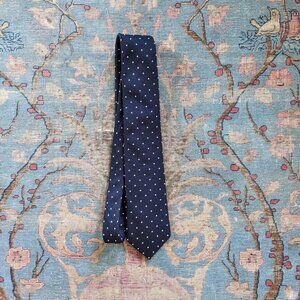 Oliver Wicks made in Italy navy blue white polka dot silk grenadine grossa tie